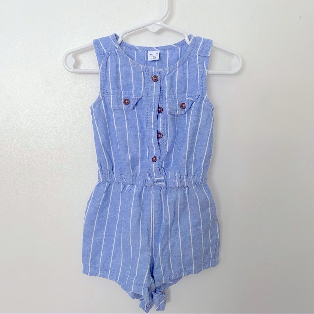 Old Navy 12-18mo girl shorts romper blue stripes